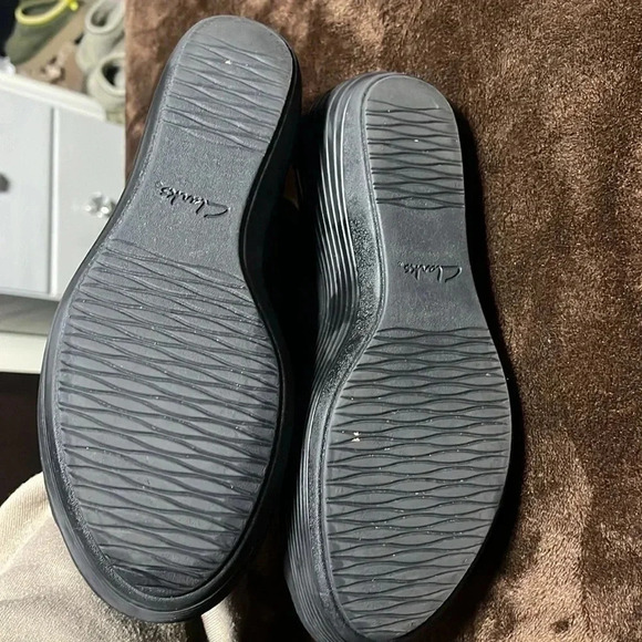 Clarks Reedly Juno Faux Suede‎ Platform Wedge Sandals Black - Picture 5 of 8